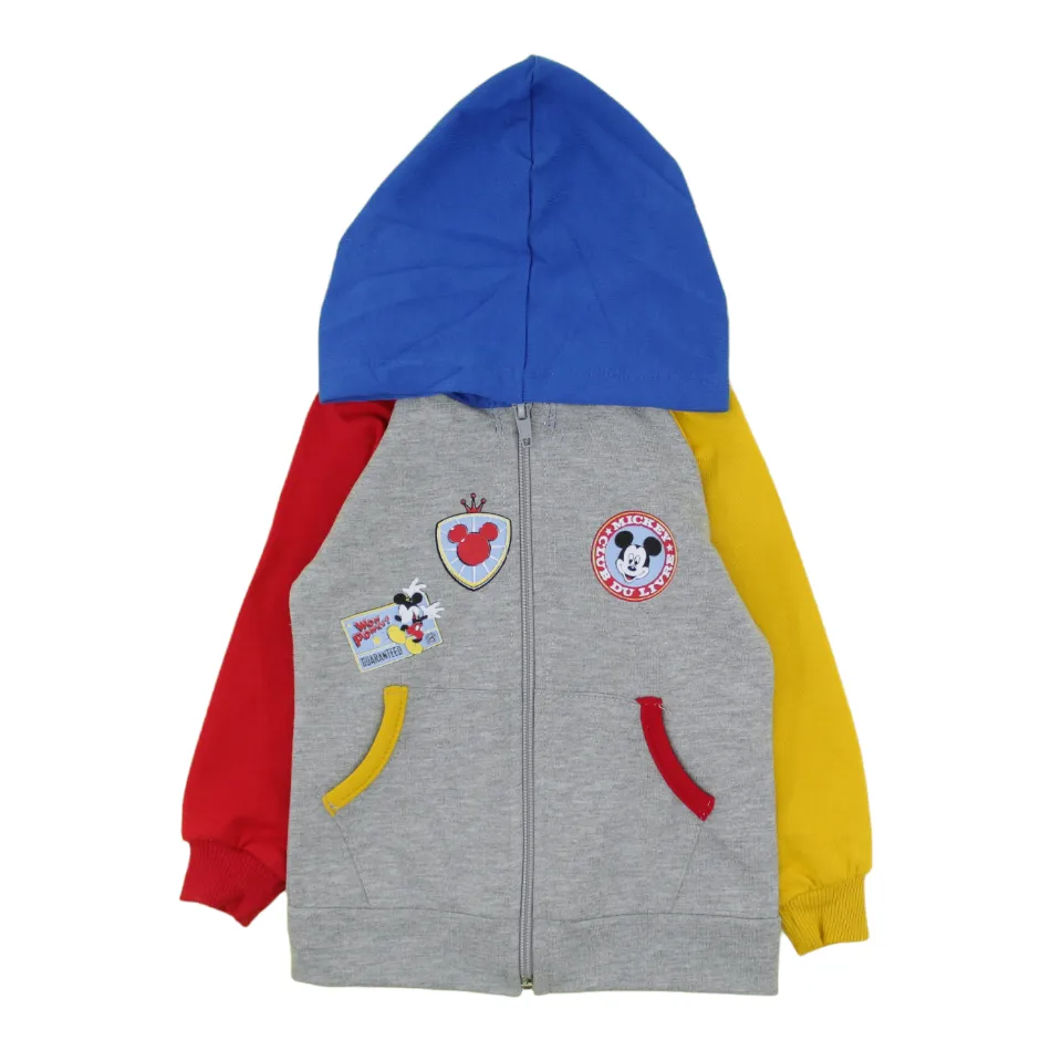 3 Pc Cotton Terry Zip Up Hooded Jacket Set - Mickey Wow Power!