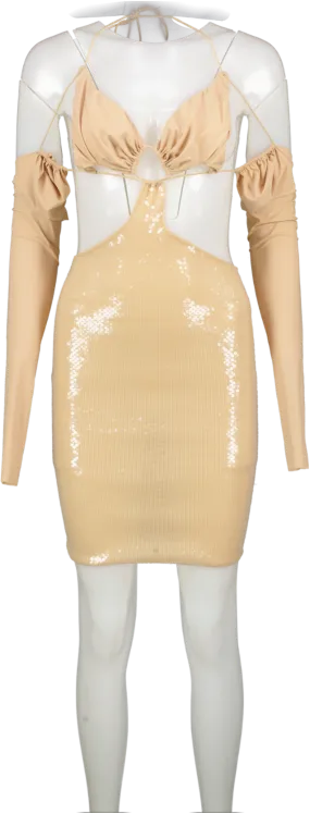 Amazuin Nude Cut Out Sequin Dress One Size