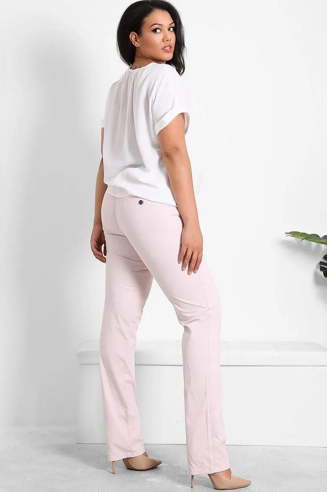 Baby Pink Stretchy Straight Leg Jeans