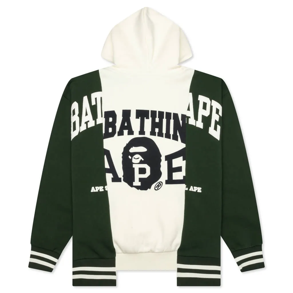 Badges Color Blocking Pullover Hoodie - Ivory