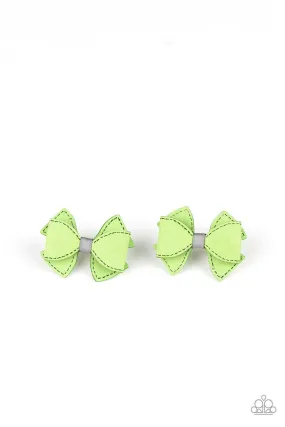 Boots and Bows Green Suede Hair Clips - Paparazzi Accessories