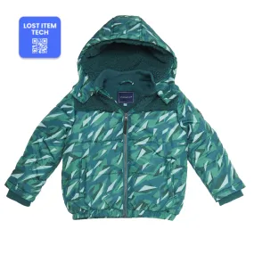 Boys Geo Camo Sherpa Shoulder Puffer Coat