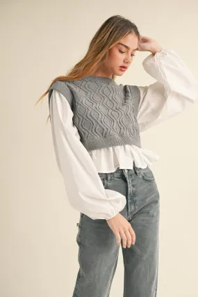 Braxton Sweater Blouse - Grey