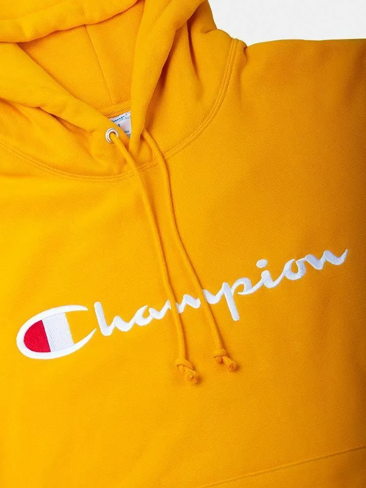 Champion Reverse Weave Script Hood - C Gold