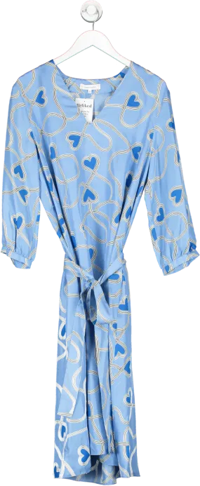 Chinti And Parker Silk Heart-print Dress In Blue UK 12