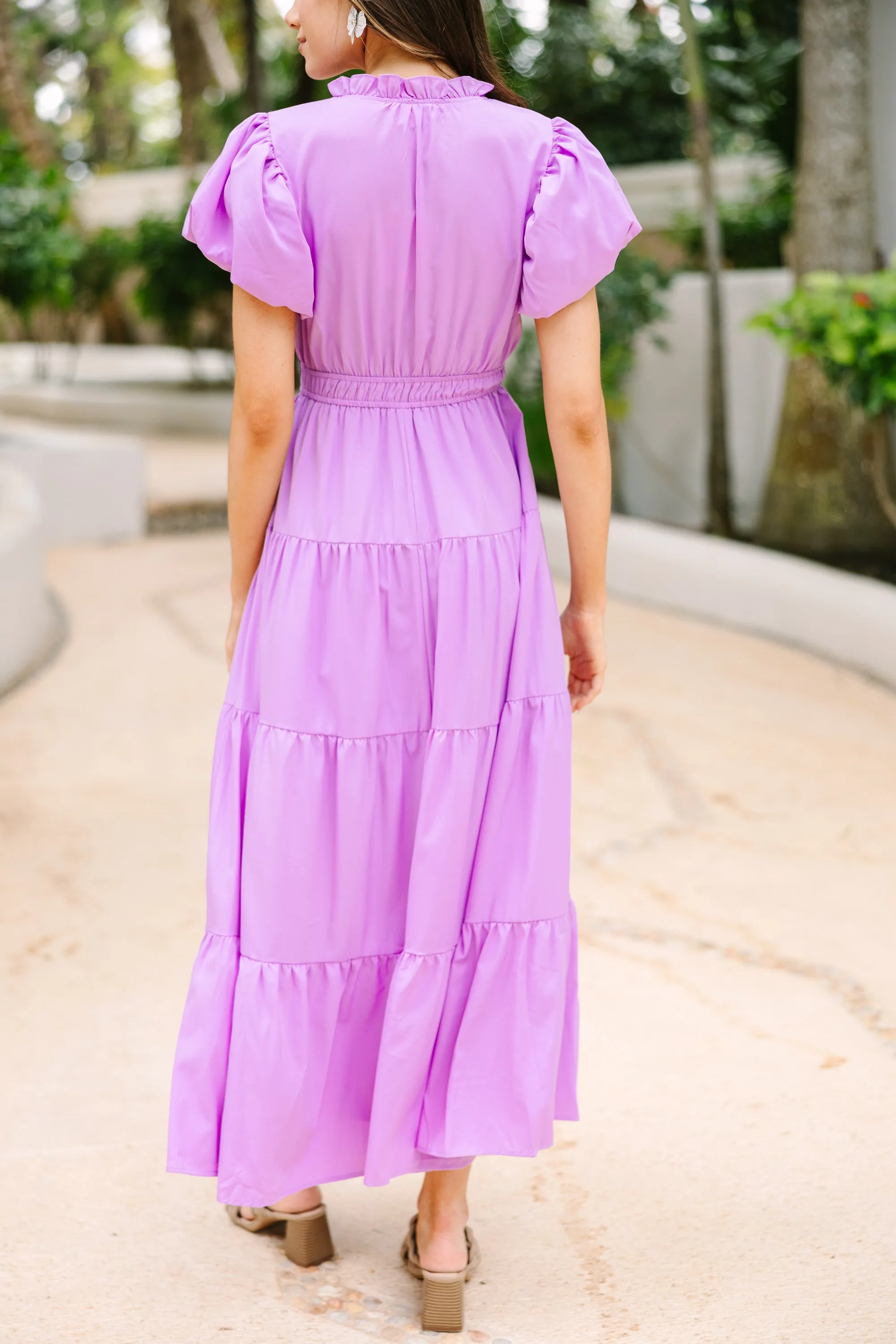 Coming Back For You Lavender Purple Tiered Midi Dress