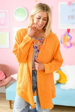 Corey Button Up Top in Tangerine