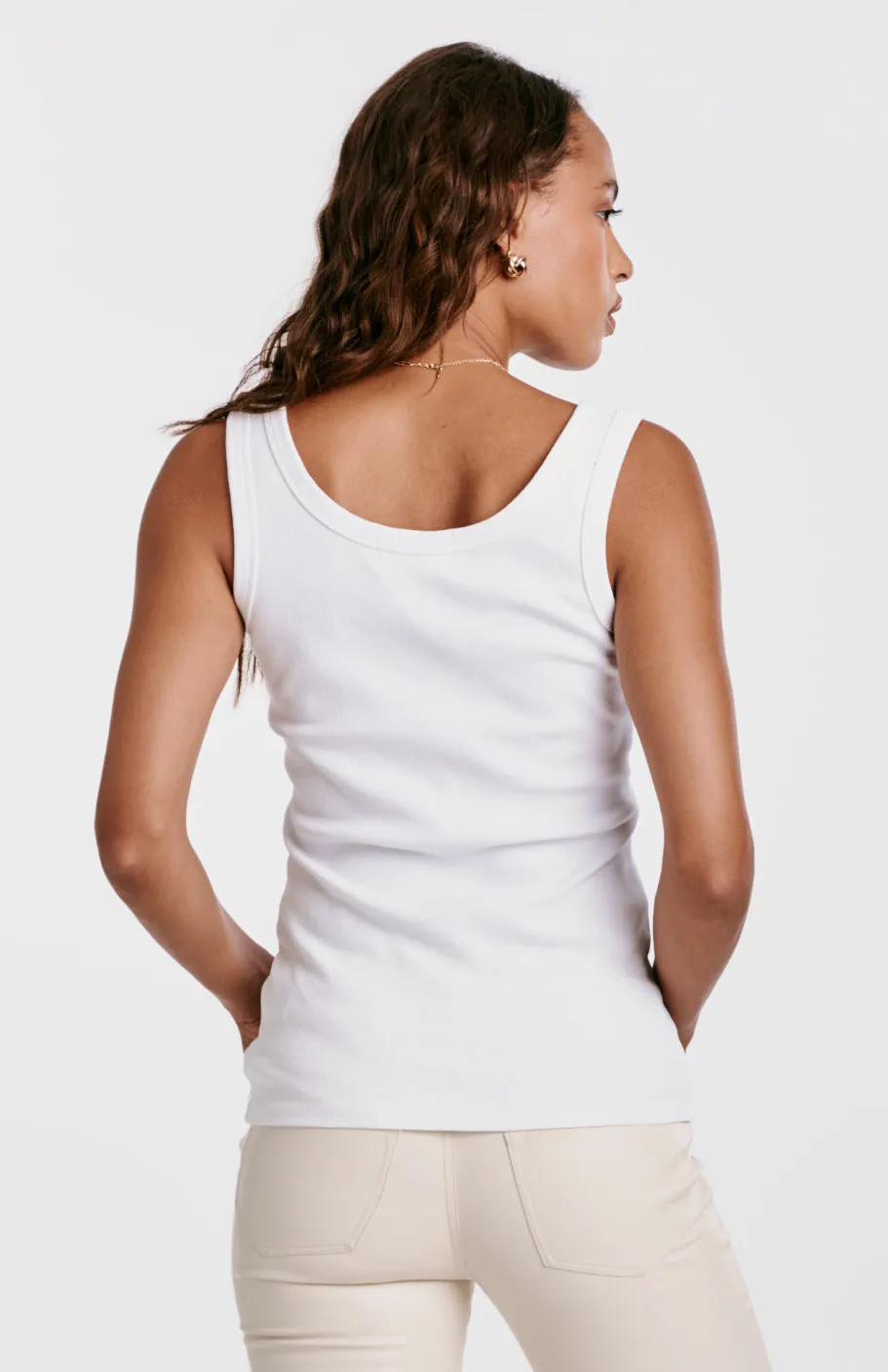 Dear John Paula Scoop Tank - White