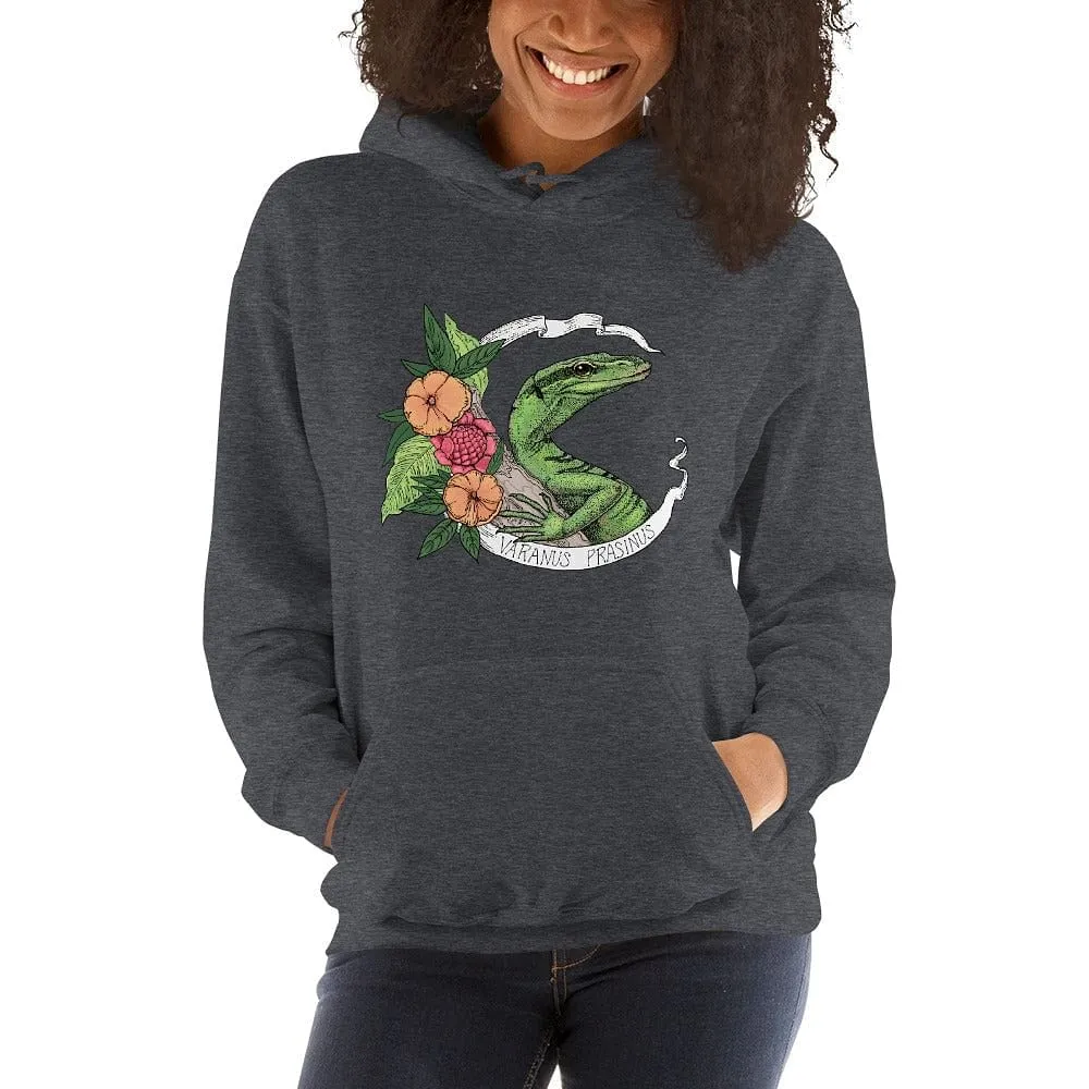 Emerald Tree Monitor Hoodie, Reptile Lizard Gift Pullover