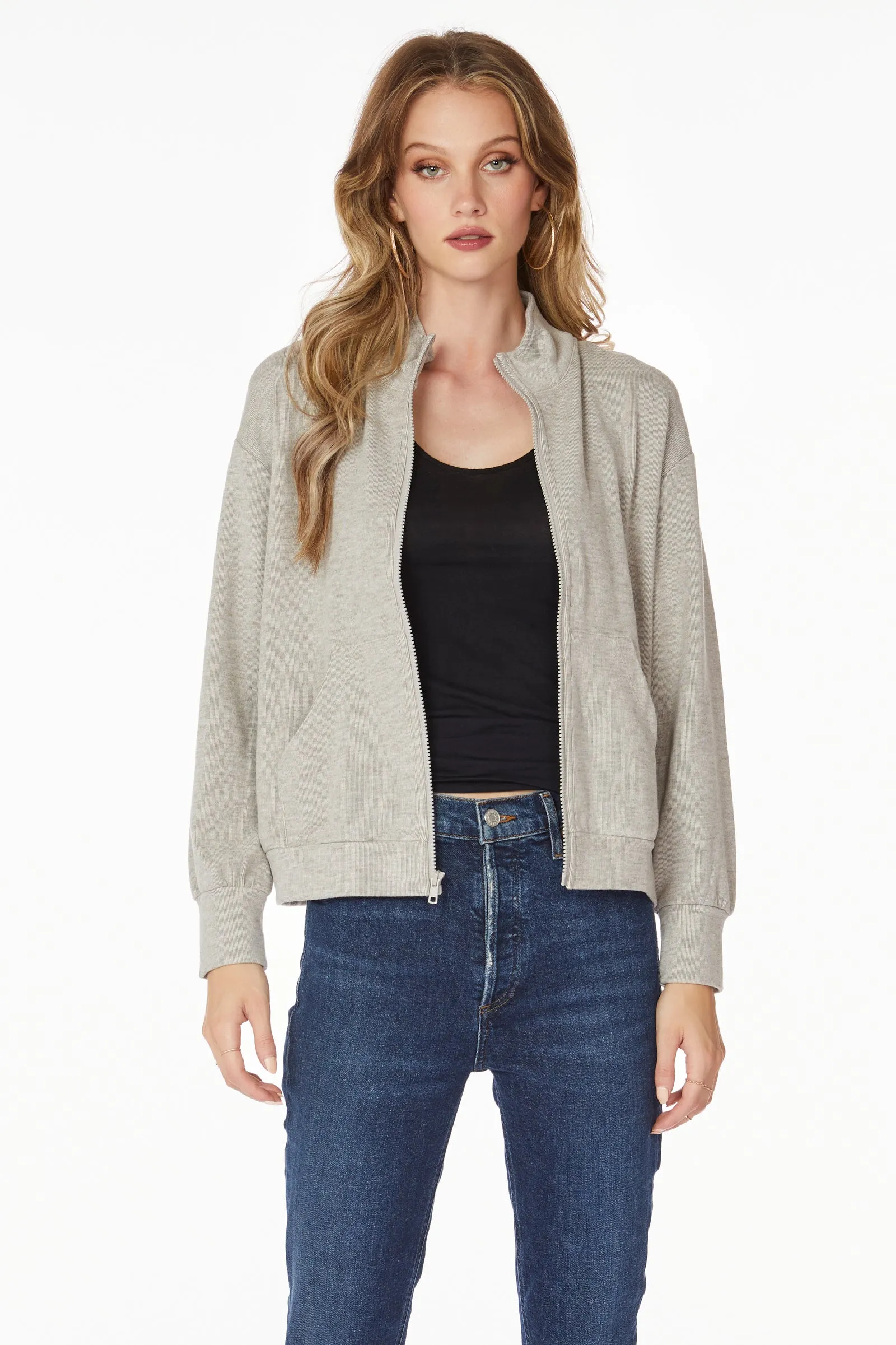 FUNNEL NECK ZIP FRONT JACKET