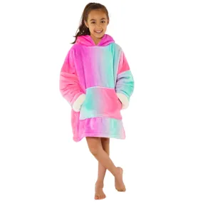 Girls Ombre Fluffy Fleece Wearable Hoodie Blanket