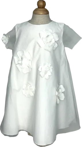 Il Gufo White Floral-appliqué Sheer-sleeve Dress 3 Years