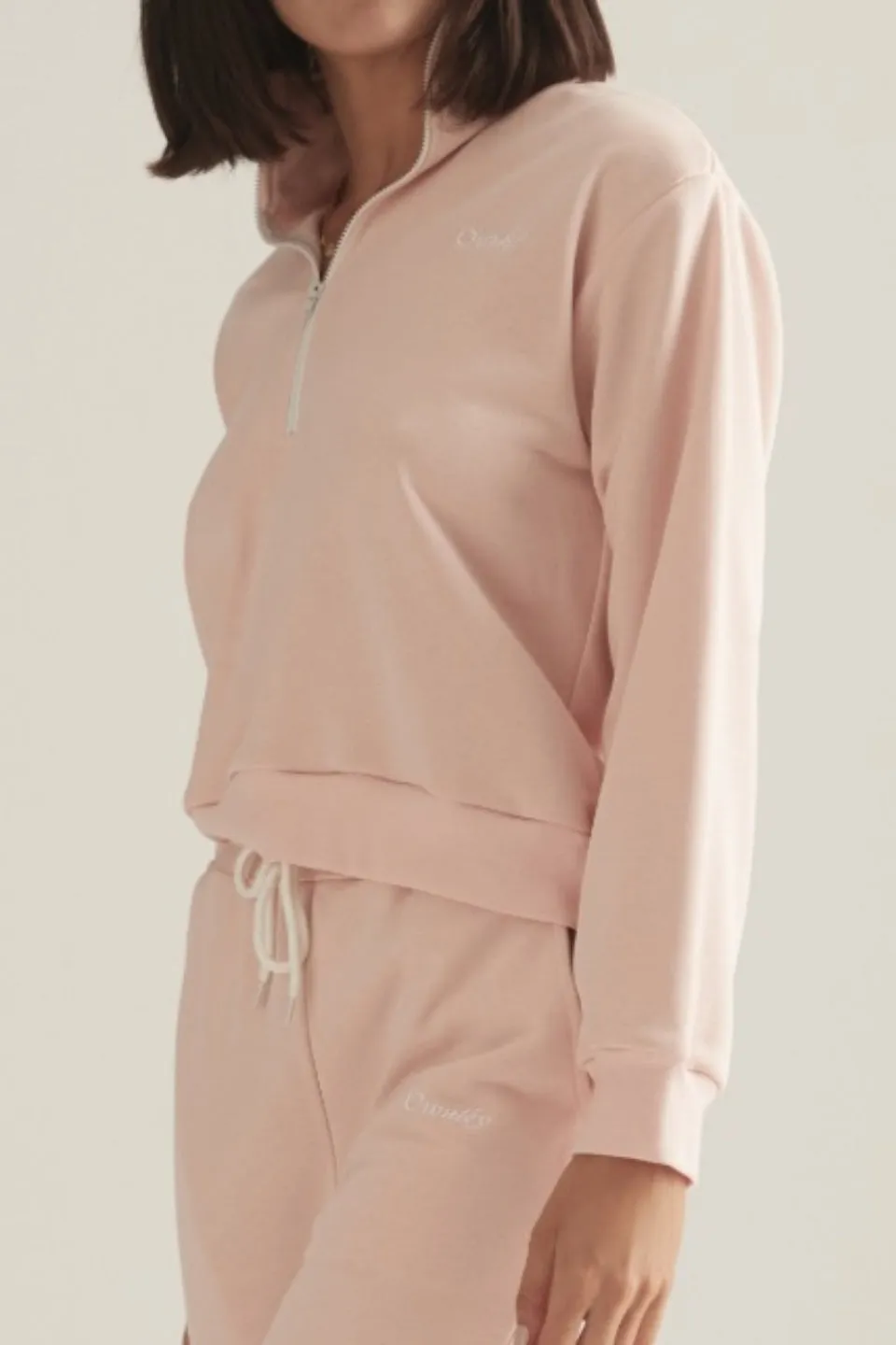 Jamie Pink Zip Up Fleece Jumper