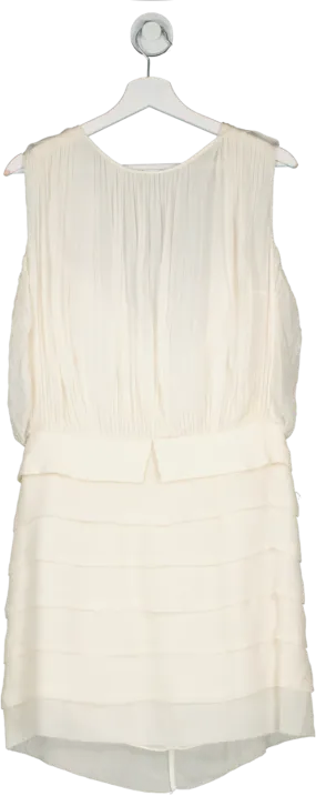 Joseph Cream Silk Plisse Sleeveless Mini Dress UK M