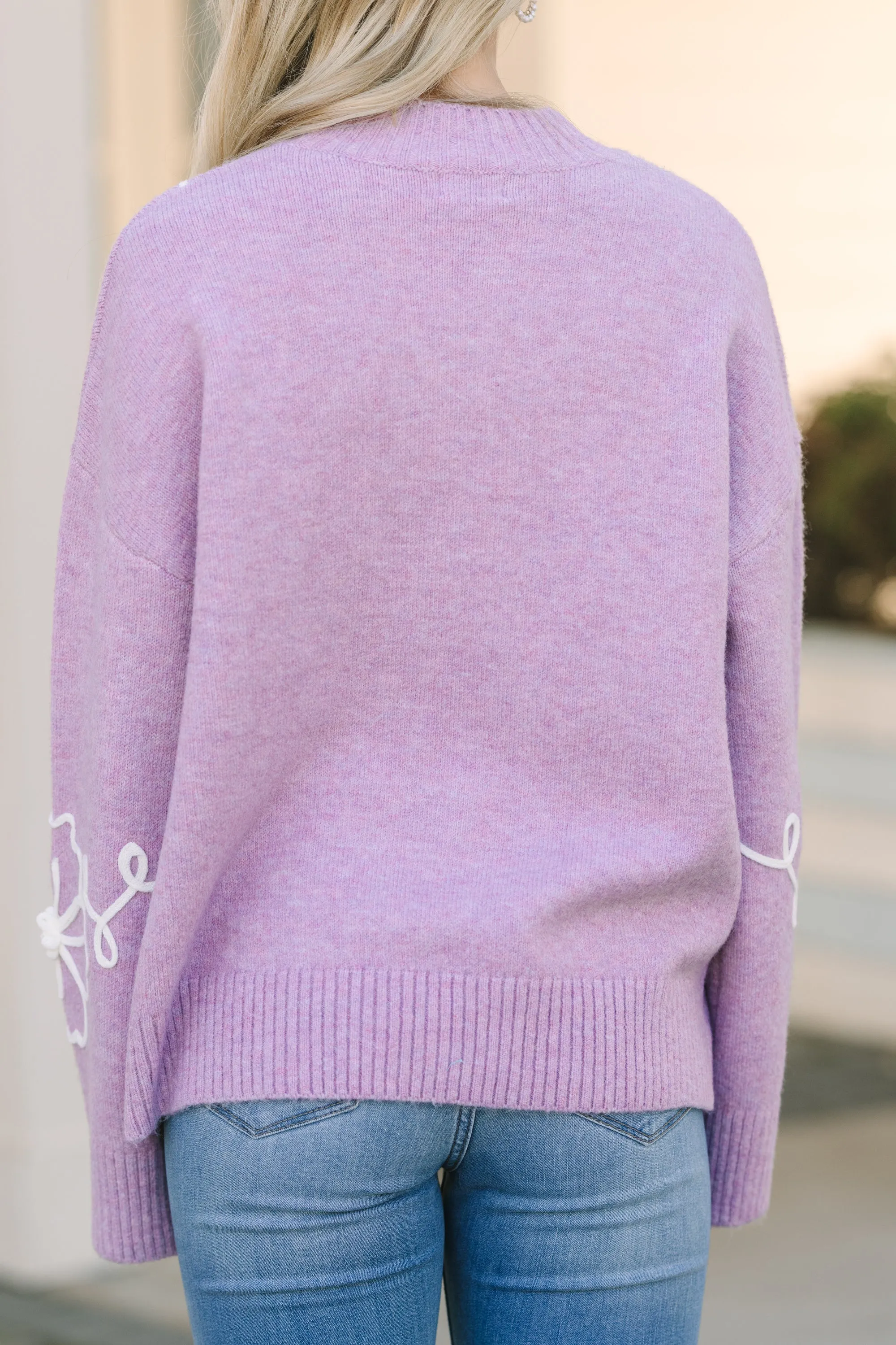 Keep You Close Lavender Purple Floral Sweater