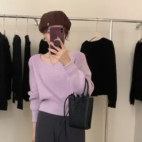 Knit Sweater With U-Neck