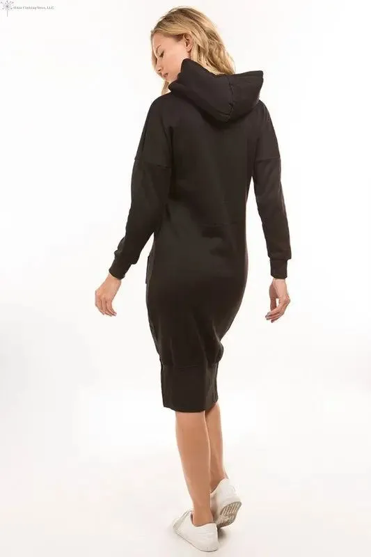 Long Sleeve Hoodie Dress Black