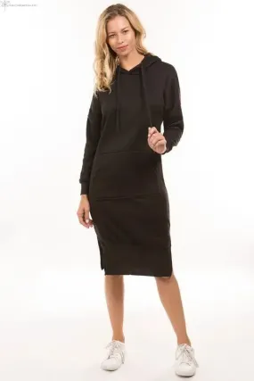 Long Sleeve Hoodie Dress Black