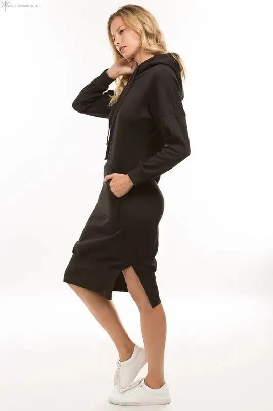 Long Sleeve Hoodie Dress Black