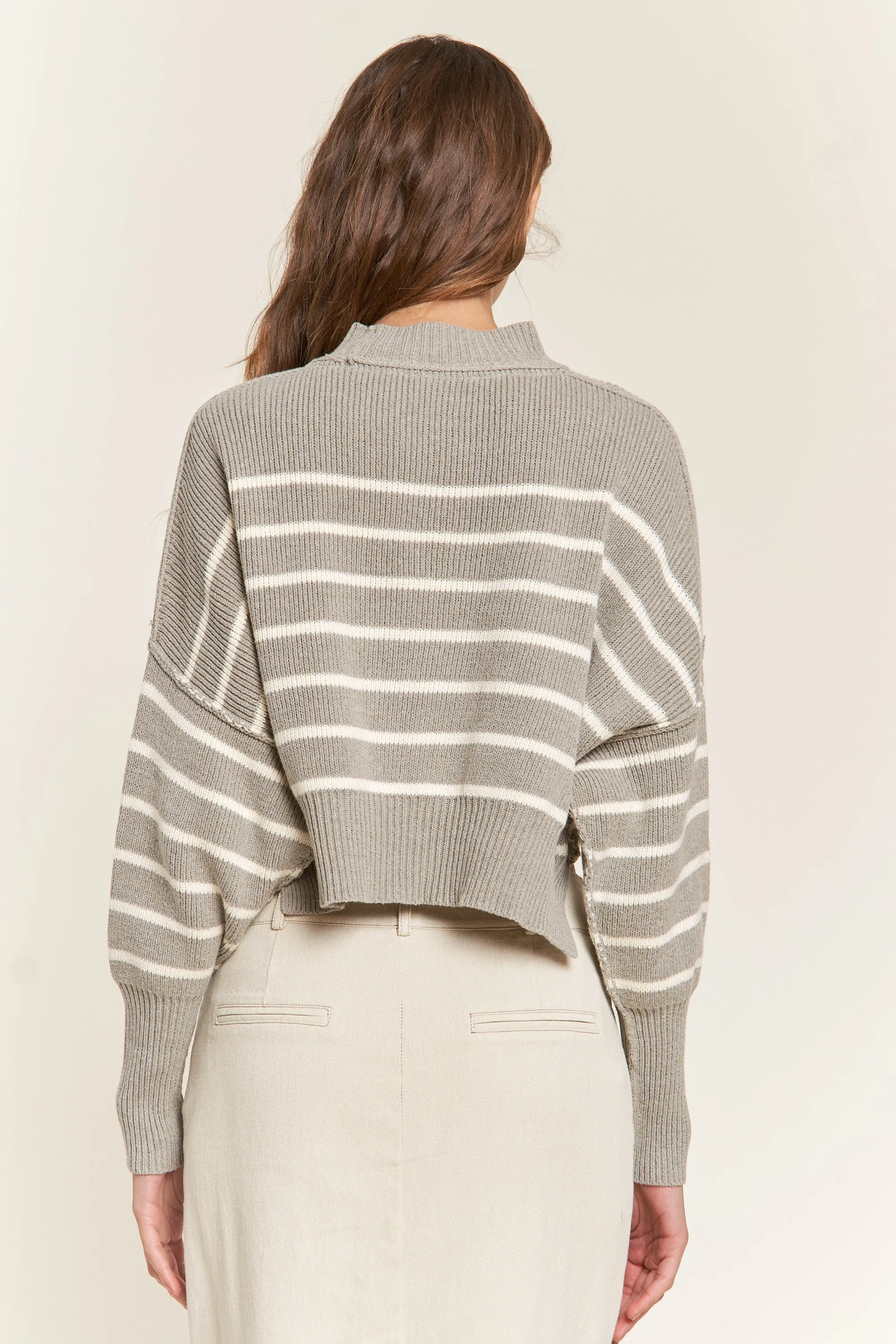 Lovergirl Striped Sweater - Grey