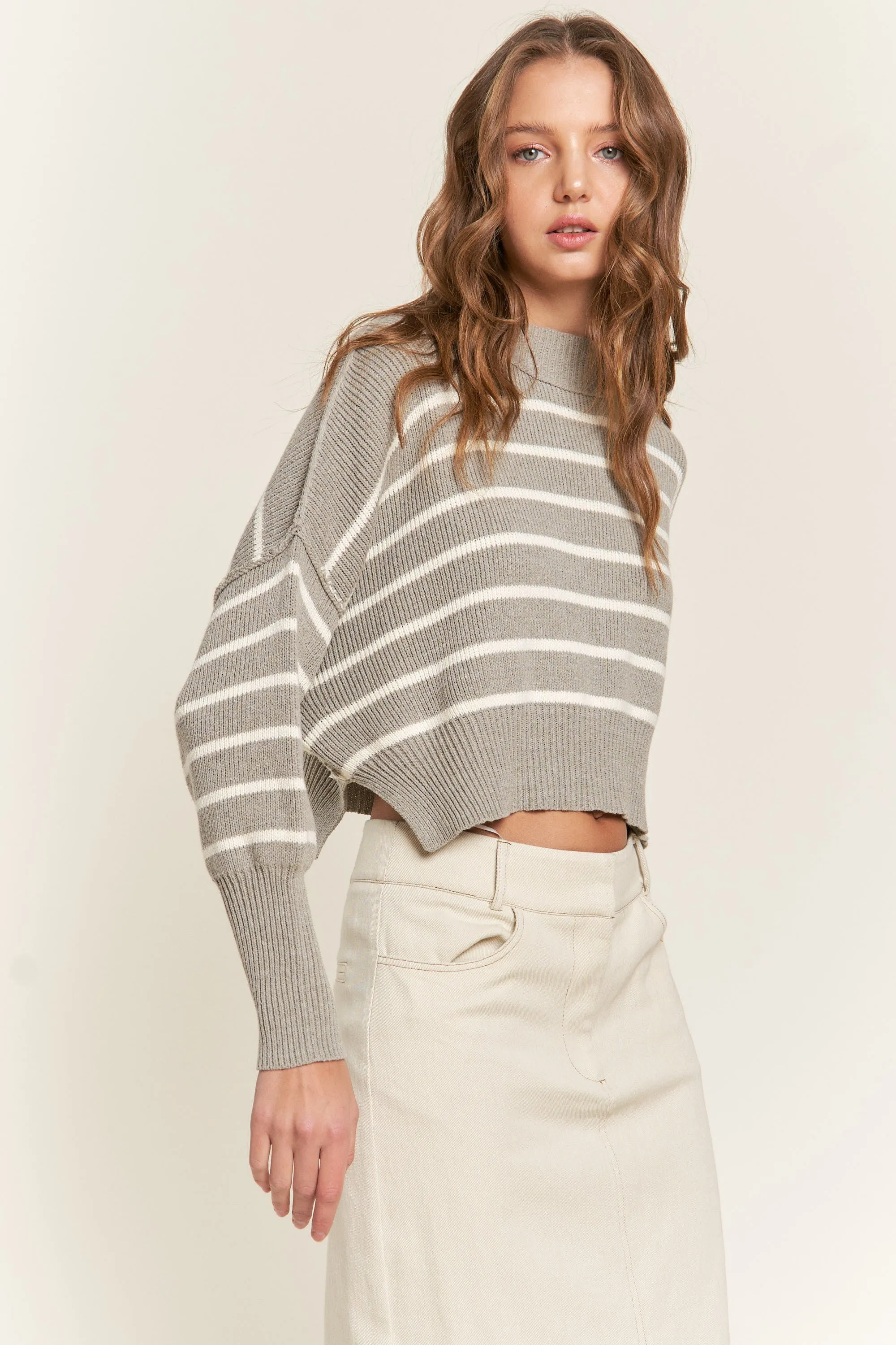 Lovergirl Striped Sweater - Grey