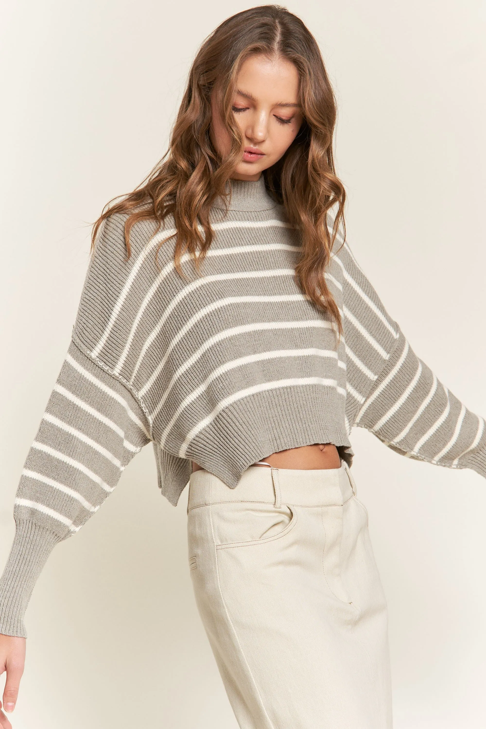 Lovergirl Striped Sweater - Grey