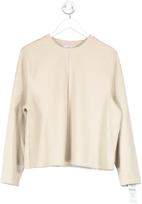 MANGO Beige Crew Neck Long Sleeve Top UK M