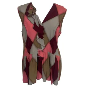 Marni Rose, Merlot & Grey Harlequin Print Sleeveless Top S