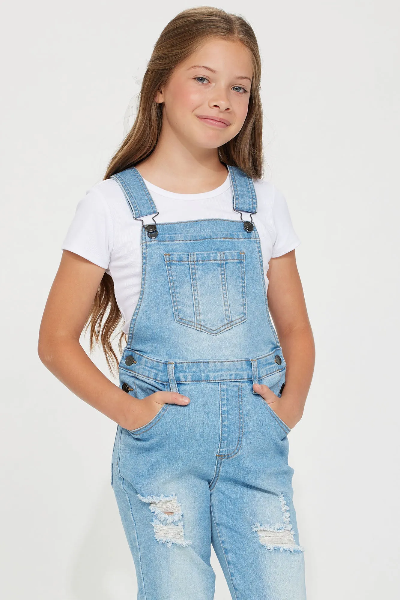 Mini In Town Denim Overalls - Light Wash