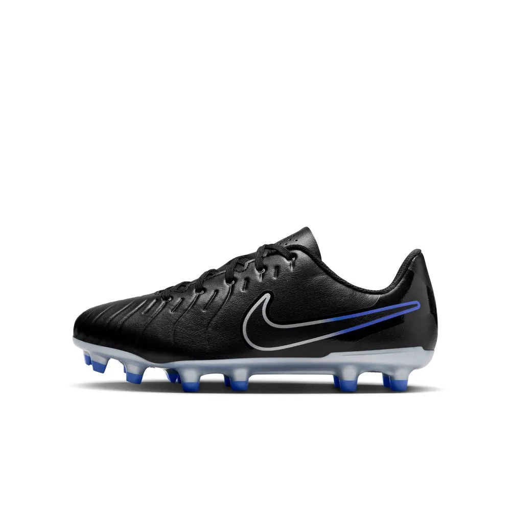 Nike Tiempo Legend 10 Club FG/MG Jnr Football Boots (Black/Chrome/Hyper Royal)