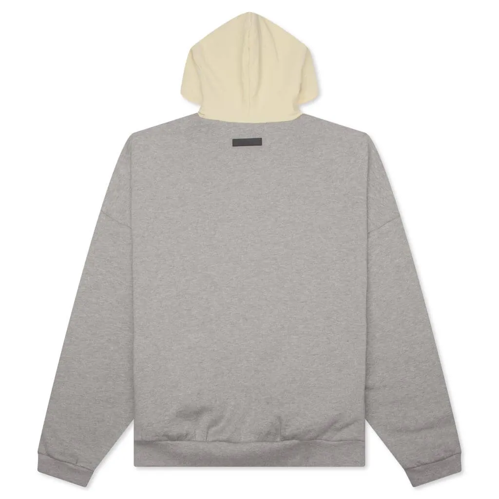 Nylon Fleece Hoodie - Dark Heather Oatmeal/Garden Yellow