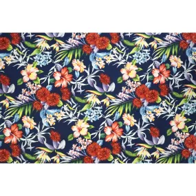 Ohia Lehua and Hibiscus 100% Cotton Fabric - Navy C153N BLU-0019C