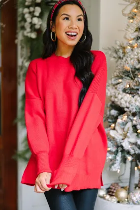 Perfectly You Red Mock Neck Sweater