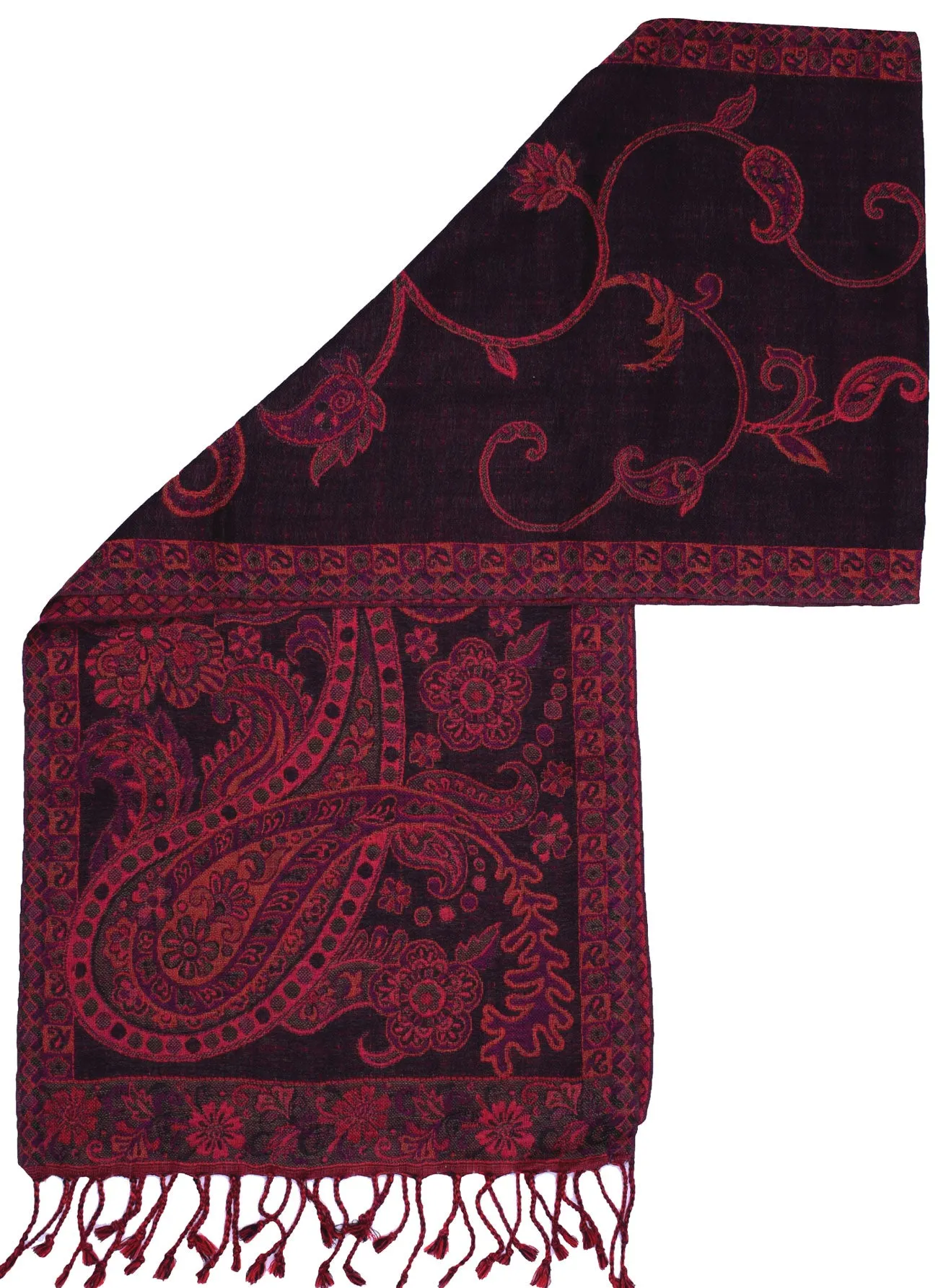 Pure Wool Jamawar Paisley Muffler Gift India Clothing Accessory (64 x 13 inches)