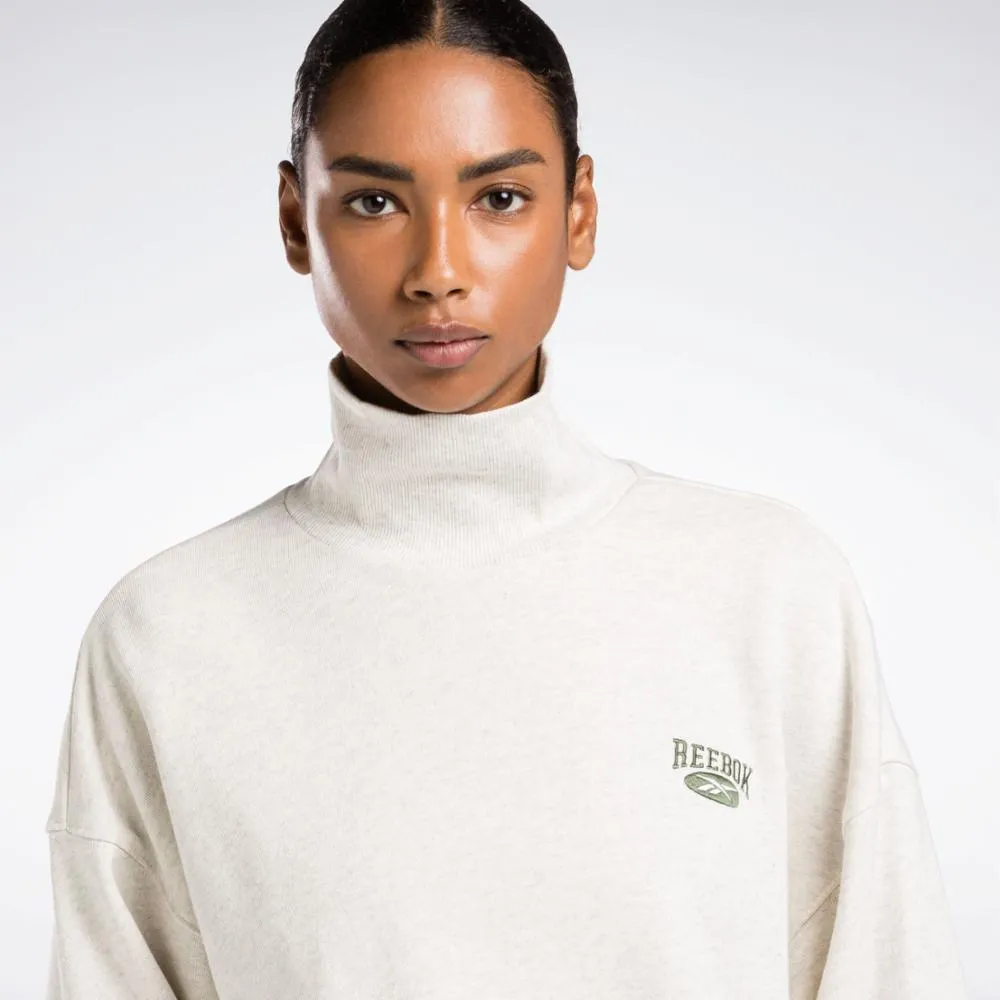 Reebok Apparel Women Classics Archive Essentials Archive Fit Crew Sweatshirt CHALK MEL