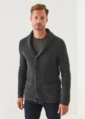 RIBBED SHAWL CARDIGAN