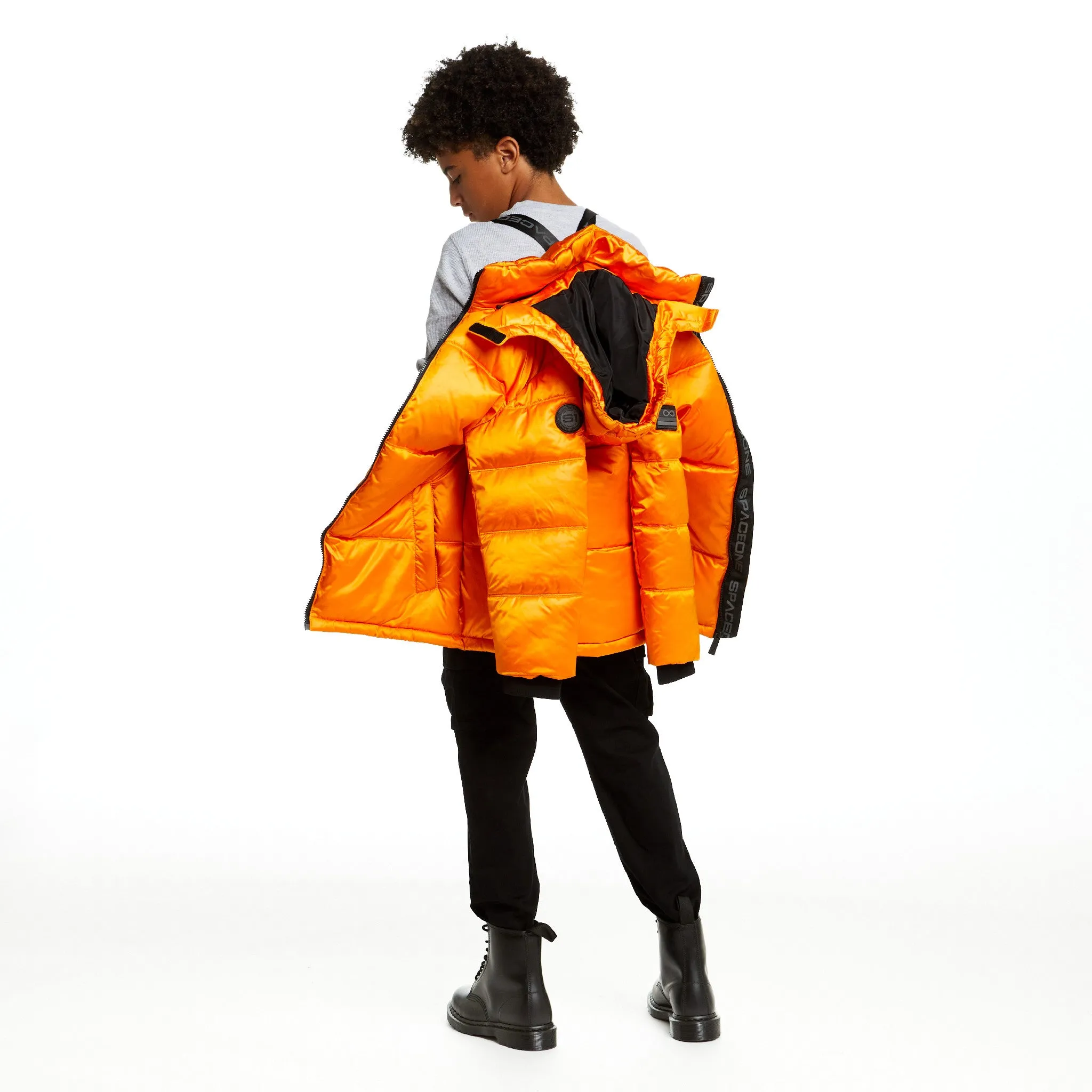 SPACEONE x Andy & Evan | Galactic Puffer Jacket | Orion Orange