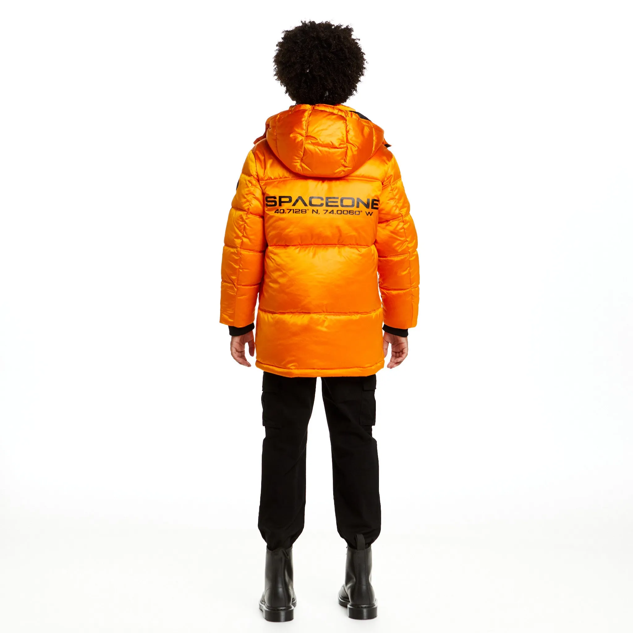 SPACEONE x Andy & Evan | Galactic Puffer Jacket | Orion Orange