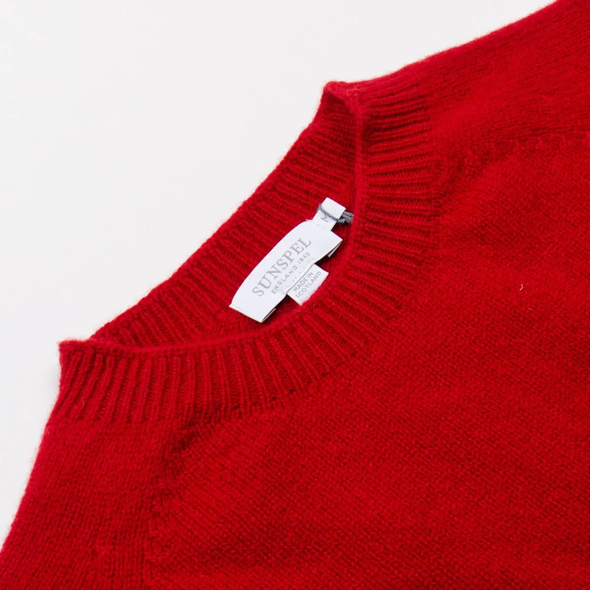 Sunspel - Lambswool Crewn Neck Sweater - Ruby Red