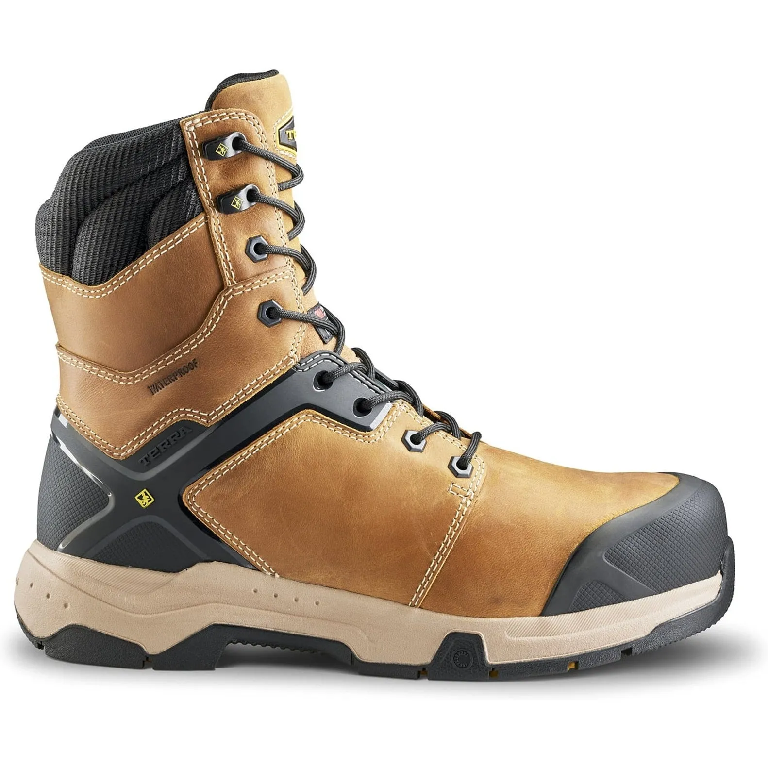 Terra Men's Carbine 8" Comp Toe WP Safety  Work Boot -Wheat- 4TCRWT