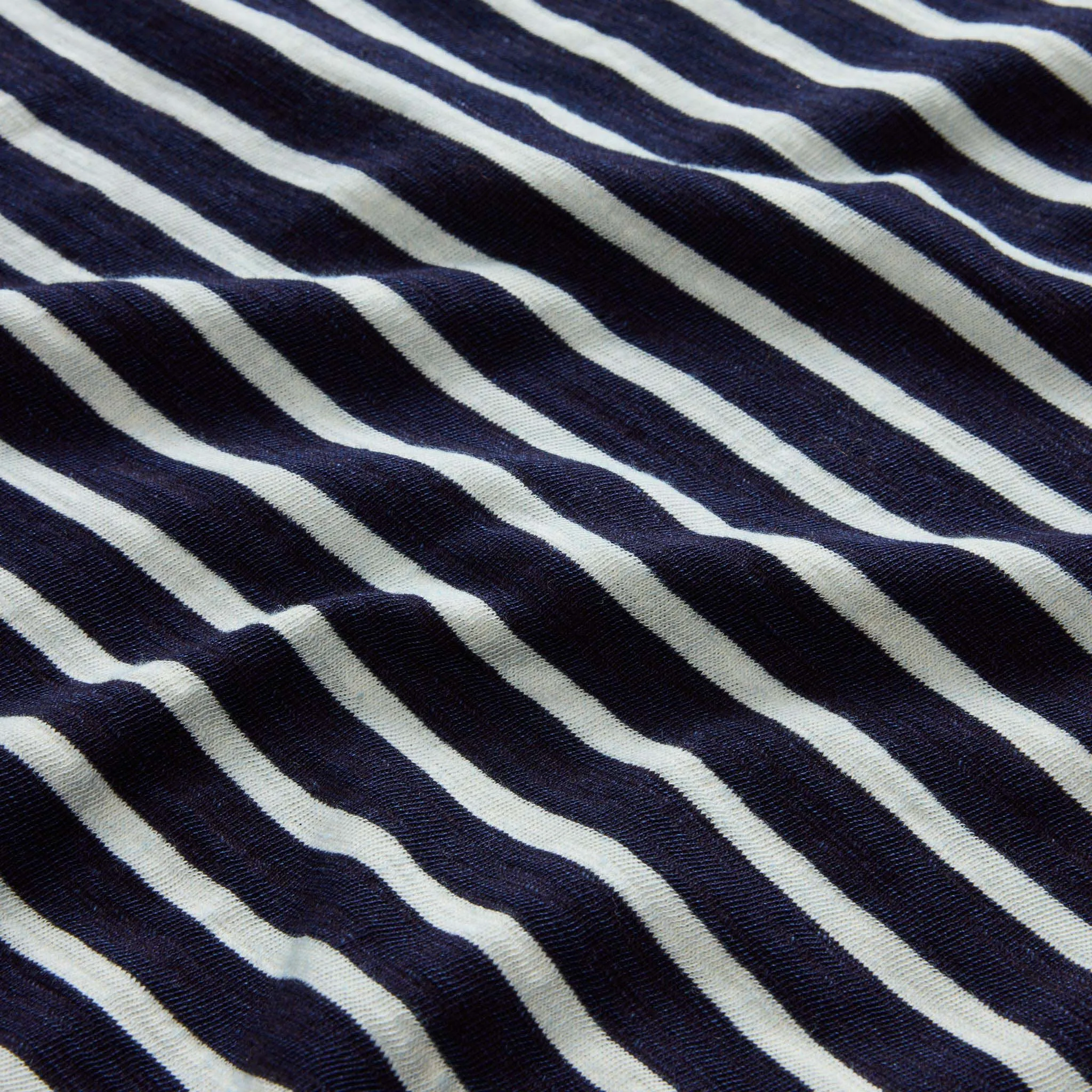 The Organic Cotton Henley in Rinsed Indigo Stripe