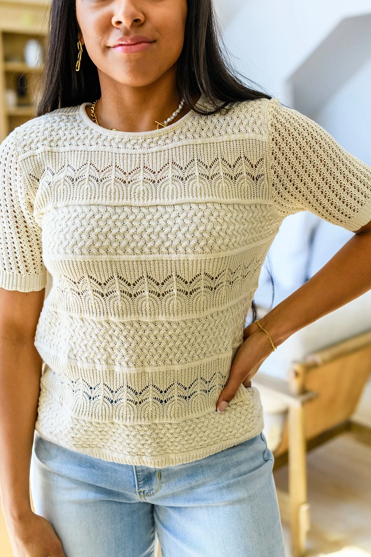 Thea Crocheted Knit Top