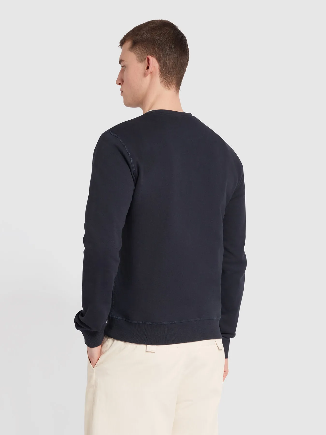 Tim Organic Cotton Crew Neck Sweatshirt In True Navy