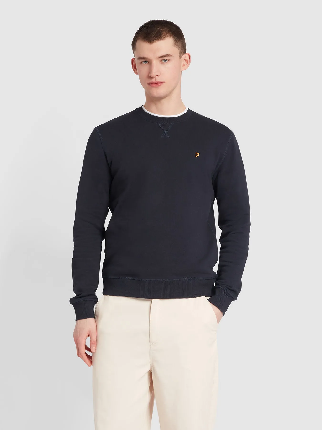 Tim Organic Cotton Crew Neck Sweatshirt In True Navy