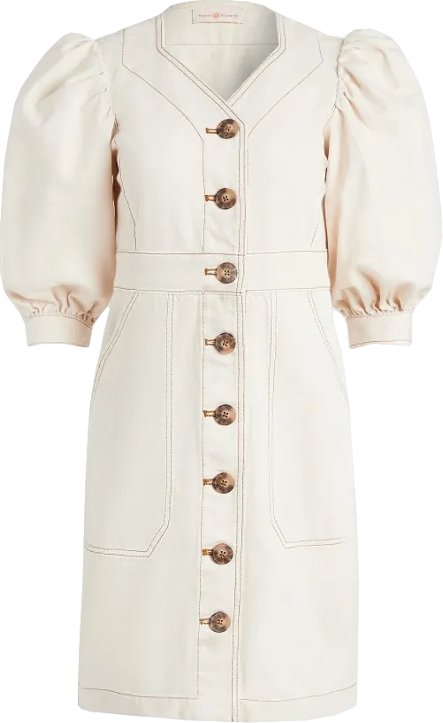 Tory Burch Cream Ecru Cotton Puff Sleeve Dress BNWT UK 4