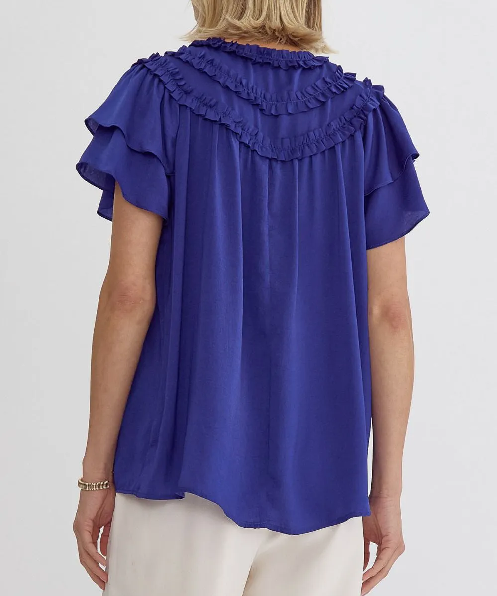 V-Neck Top - Dark Blue OR Pink