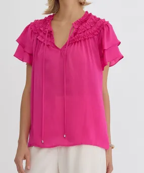 V-Neck Top - Dark Blue OR Pink