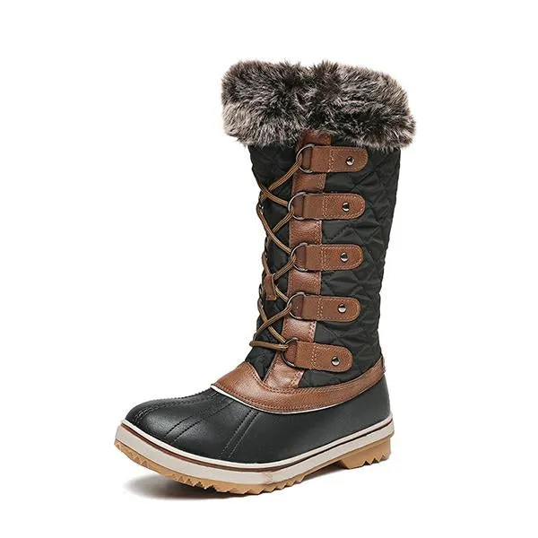 Women's Casual Lace Up Plush Flat Snow Boots 91148115S