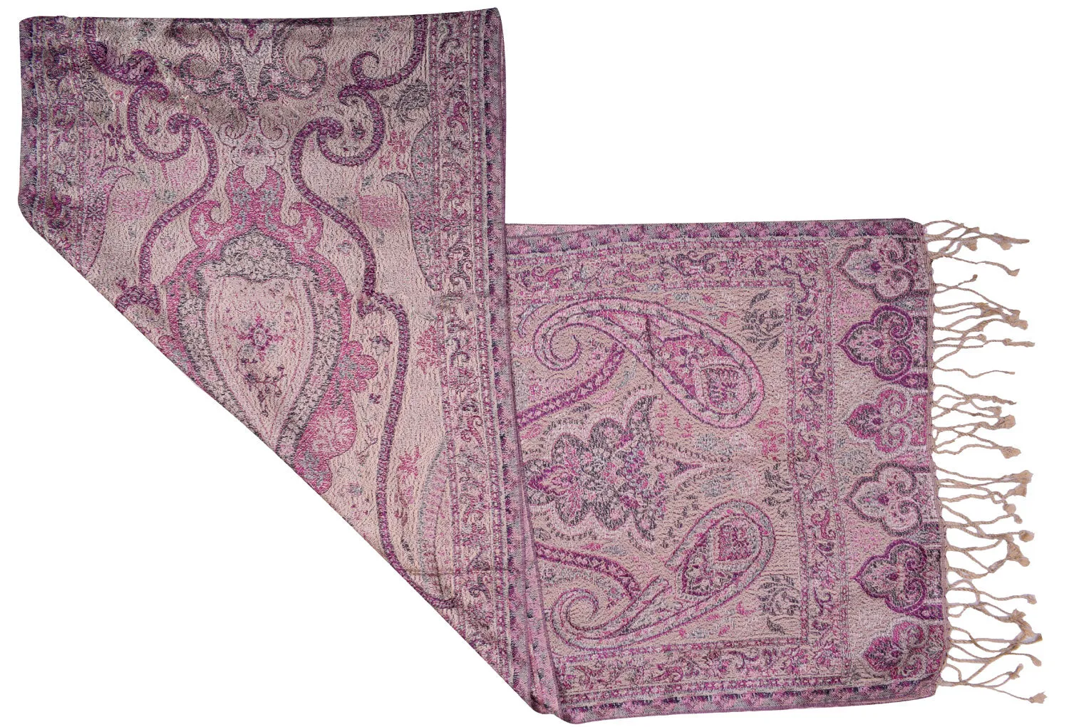 Wool Silk Paisley Scarf Unisex Men's Women's Gift Muffler India (64 x 13 inches)