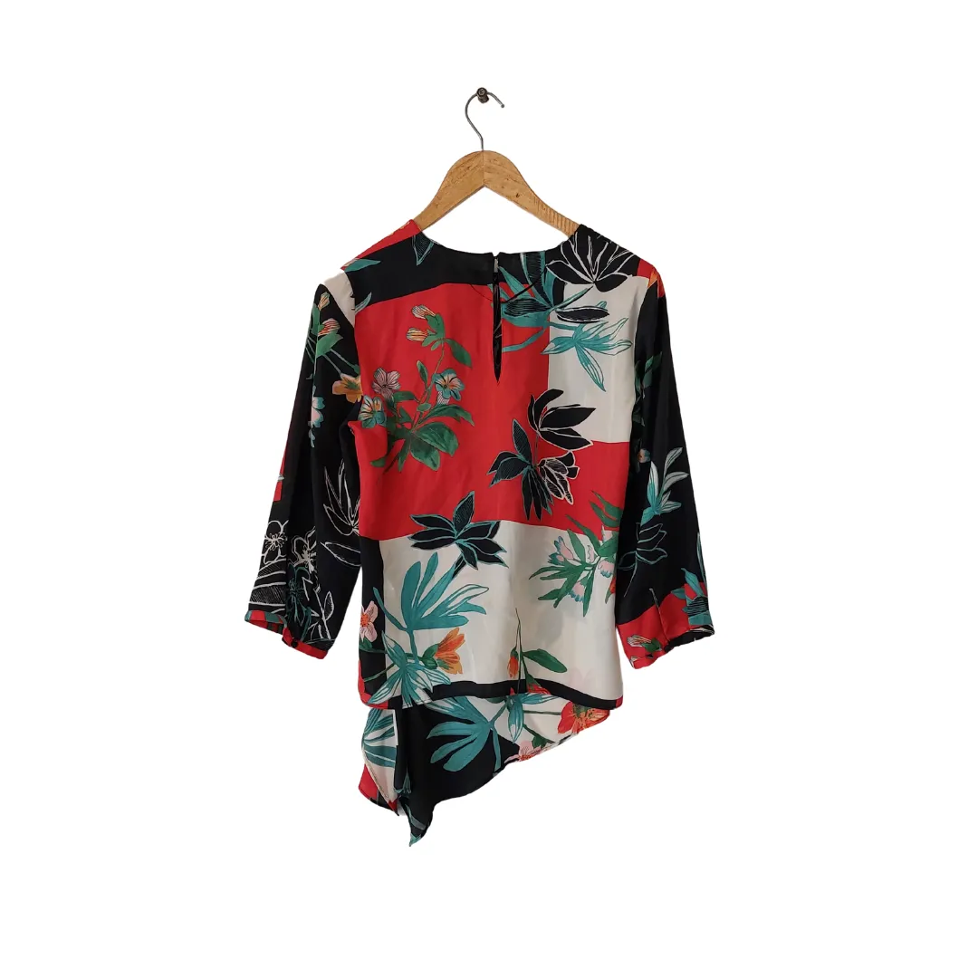 ZARA Red & Black Floral Printed Top | Brand New |